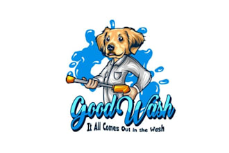 make pressure washing company logo with dog incorporated