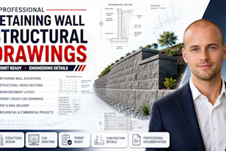 design engineered retaining wall structural drawings for permit approval