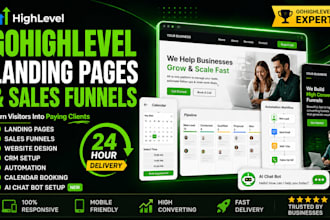 design gohighlevel landing pages sales funnels CRM ai chatbot