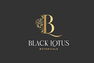 design wordmark black lotus botanical logo