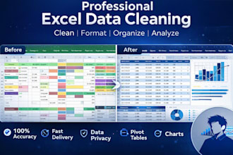clean, format, organize excel data and create pivot tables