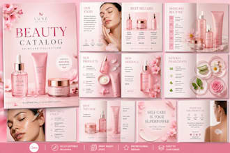 create beauty catalog design canva adobe skincare brochure pdf
