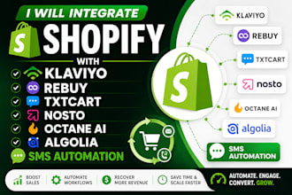 integrate shopify with klaviyo rebuy txtcart nosto octane algolia sms automation