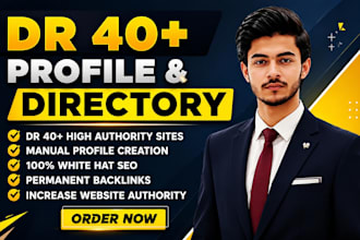 create DR 40 profile and directory backlinks for SEO