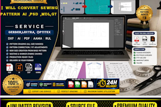 convert sewing pattern ai,pds,mdl,clo,zip ,lectra,gerber ,optitex