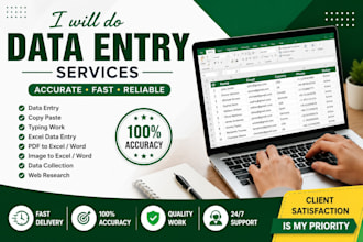 do accurate data entry, copy paste, excel and typing