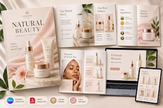 design cosmetic skincare catalog canva beauty brand pdf layout