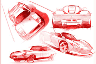 draw bespoke sketch artwork of car