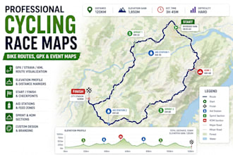 design cycling race maps, bike routes, gpx and event course maps