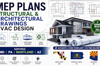 mep plans structural and architectural drawing hvac design in MD pa maryland az