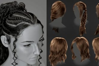create realistic 3d hair cards, xgen groom for characters or custom hair