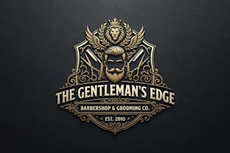 design a premium beard logo for barbershop and grooming brand