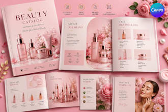 design beauty catalog brochure canva skincare cosmetic pdf layout