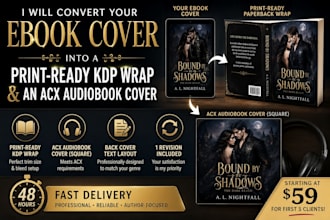 convert your ebook cover into full print spread and an acx audiobook cover