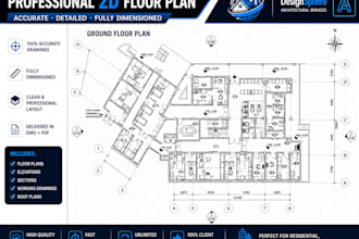 draw professional 2d floor plans in autocad with dimensions