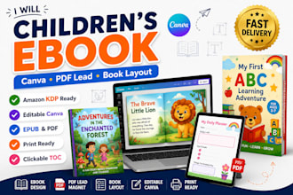 childrens ebook, pdf lead, create ebook,book layout, canva ebook, editable ebook