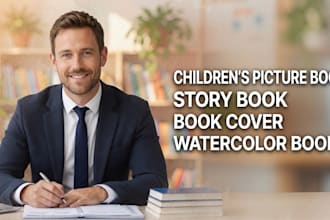 illustrate childrens picture book, story book and book cover in watercolor book