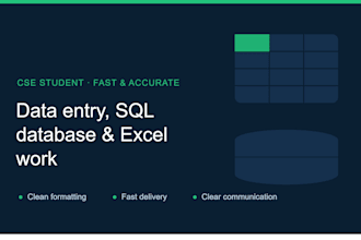 do data entry, sql database and excel work