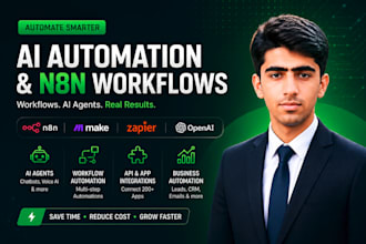 build n8n ai agents, workflow, API integration, make and zapier automation