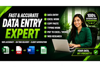 be your data entry expert for excel and word
