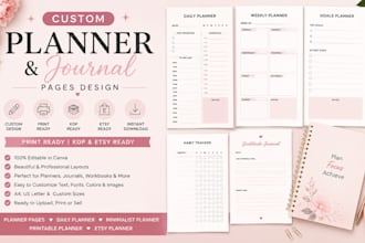 design modern planner and journal layouts for your brand