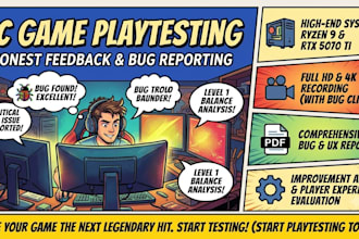 playtest your PC game and provide detailed feedback