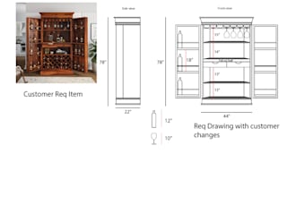 draw 2d line art technical sketches for custom furniture with dimensions