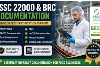 write fssc 22000 and brc food safety documentation for certification