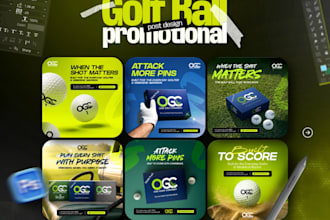 create modern golf social media posts, ads, banners and graphics