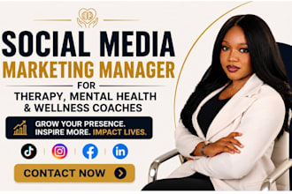 social media marketing manager for therapy, mental health and wellness coach