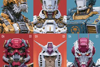 create retro mecha or scifi gundam art