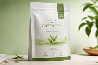 create realistic tea pouch packaging mockup for your product