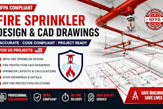 create nfpa fire sprinkler design and cad drawings for US projects