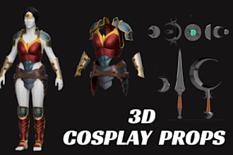design 3d cosplay prop armor, helmet, weapon, mask, stl file for 3d printing