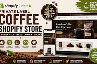 design private label coffee shopify store, coffee store, coffee website, coffee