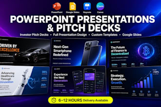 design investor pitch deck, redesign powerpoint presentation, google slides, ppt
