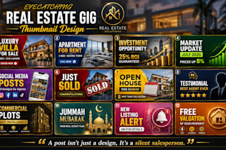 design luxury real estate social media posts and property flyers