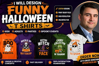 design funny halloween t shirts for kids, adults and spooky events