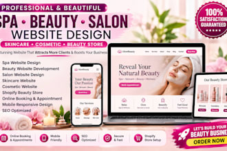 build spa website, beauty website, salon website skincare website, beauty store
