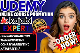 do udemy online course promotion course marketing kajabi course thinkific setup