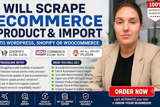 scrape ecommerce product data import to wordpress woocommerce use wp all import