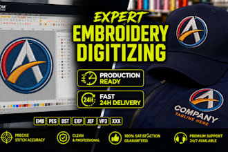 do professional embroidery digitizing and wilcom logo design