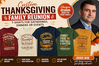 design custom t shirts for thanksgiving, family reunion, birthdays or events