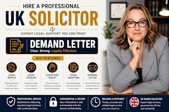 draft legal notices, demand letters, and legal opinions as UK solicitor