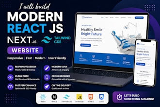 build a modern react js next js tailwind CSS website