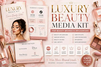 design a luxury beauty influencer media kit for salon makeup artist beauty brand