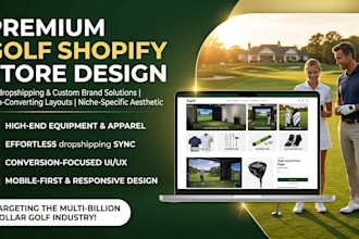 design a premium golf shopify store golf dropshipping website simulator store