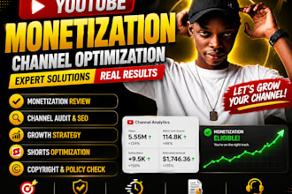 review youtube monetization, channel audit, SEO optimization