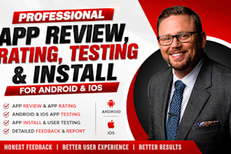 do app review, app rating, app testing and app install for android ios