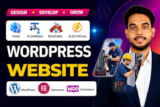 design wordpress contractor, roofing, hvac, plumbing website